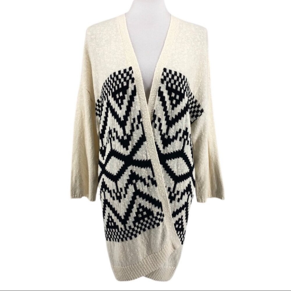 Turo By Vince Camuto Cream & Black Cardigan sz PL